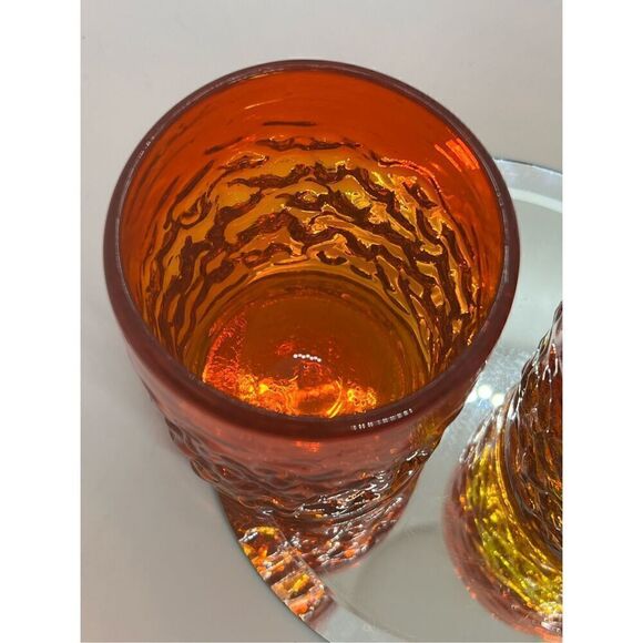 VTG Ryukyu 3 Pc Handblown Glass Ombre Low Ball Tumbler Amberina (Glows) 3 1/2" - Picture 9 of 15